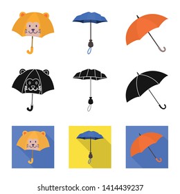 Isolated object of protection and closed logo. Collection of protection and rainy vector icon for stock.