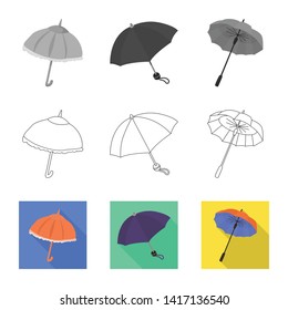 Isolated object of protection and closed logo. Set of protection and rainy stock vector illustration.