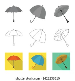 Isolated object of protection and closed logo. Collection of protection and rainy stock vector illustration.