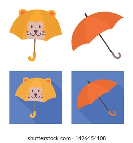 Isolated object of protection and closed logo. Set of protection and rainy stock vector illustration.