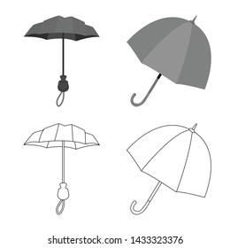 Isolated object of protection and closed logo. Set of protection and rainy vector icon for stock.