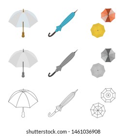 Isolated object of protection and closed logo. Set of protection and rainy vector icon for stock.