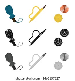 Isolated object of protection and closed logo. Set of protection and rainy vector icon for stock.