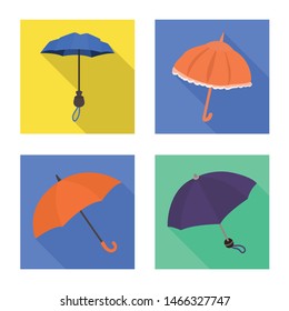 Isolated object of protection and closed logo. Set of protection and rainy vector icon for stock.