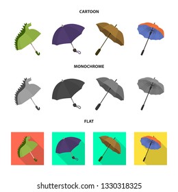 Isolated object of protection and closed sign. Set of protection and rainy stock symbol for web.