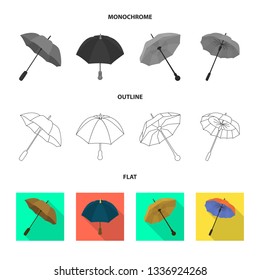 Isolated object of protection and closed sign. Set of protection and rainy stock vector illustration.