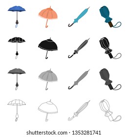 Isolated object of protection and closed sign. Set of protection and rainy stock symbol for web.