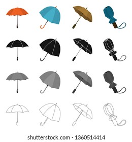 Isolated object of protection and closed sign. Set of protection and rainy stock symbol for web.