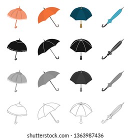 Isolated object of protection and closed sign. Collection of protection and rainy stock vector illustration.