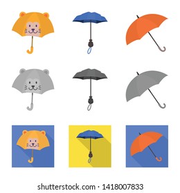 Isolated object of protection and closed sign. Collection of protection and rainy stock vector illustration.