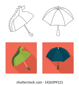 Isolated object of protection and closed sign. Set of protection and rainy stock vector illustration.
