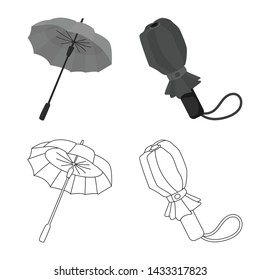 Isolated object of protection and closed sign. Set of protection and rainy vector icon for stock.