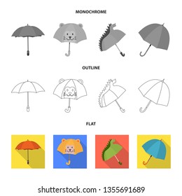 Isolated object of protection and closed symbol. Collection of protection and rainy stock vector illustration.