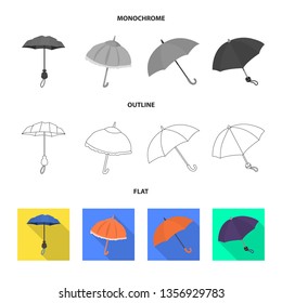 Isolated object of protection and closed symbol. Collection of protection and rainy stock symbol for web.