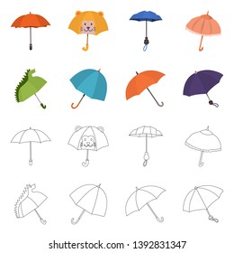 Isolated object of protection and closed symbol. Collection of protection and rainy stock symbol for web.