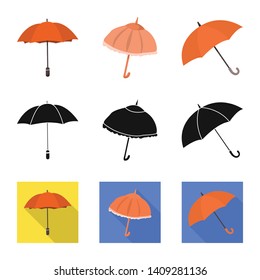 Isolated object of protection and closed symbol. Set of protection and rainy stock symbol for web.