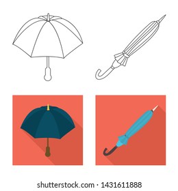 Isolated object of protection and closed symbol. Collection of protection and rainy stock symbol for web.