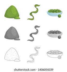 Isolated object of protein and sea icon. Collection of protein and natural stock symbol for web.