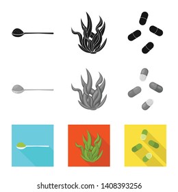 Isolated object of protein and sea icon. Collection of protein and natural stock symbol for web.