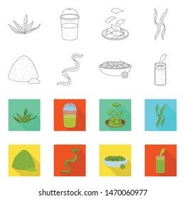 Isolated object of protein and sea icon. Set of protein and natural stock symbol for web.