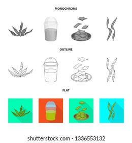 Isolated object of protein and sea logo. Set of protein and natural stock vector illustration.