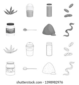 Isolated object of protein and sea logo. Set of protein and natural stock vector illustration.