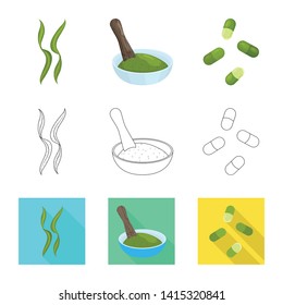 Isolated object of protein and sea logo. Collection of protein and natural stock vector illustration.