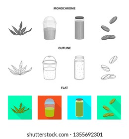 Isolated object of protein and sea symbol. Set of protein and natural vector icon for stock.