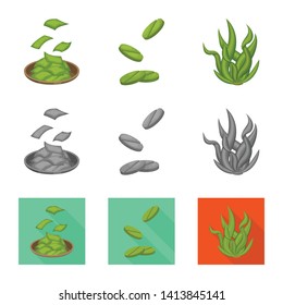 Isolated object of protein and sea symbol. Set of protein and natural stock symbol for web.