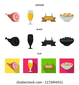 Isolated object of pub and bar icon. Set of pub and interior stock vector illustration.