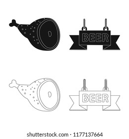 Isolated object of pub and bar icon. Collection of pub and interior vector icon for stock.
