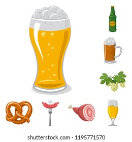 Isolated object of pub and bar icon. Collection of pub and interior stock vector illustration.