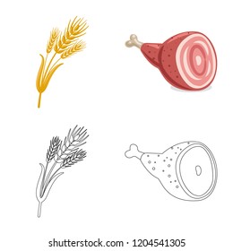 Isolated object of pub and bar icon. Set of pub and interior stock symbol for web.