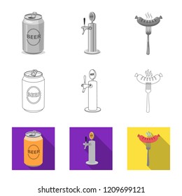 Isolated object of pub and bar icon. Set of pub and interior stock vector illustration.