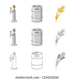Isolated object of pub and bar icon. Collection of pub and interior vector icon for stock.