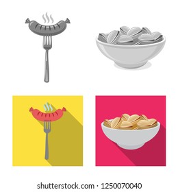 Isolated object of pub and bar icon. Collection of pub and interior vector illustration.