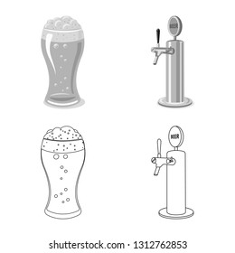 Isolated object of pub and bar icon. Collection of pub and interior stock symbol for web.