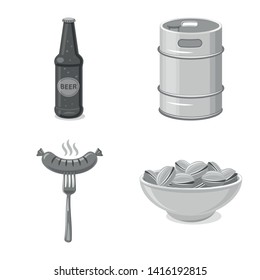 Isolated object of pub and bar icon. Collection of pub and interior vector icon for stock.