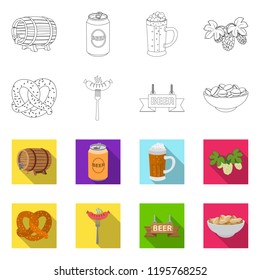 Isolated object of pub and bar logo. Collection of pub and interior vector icon for stock.