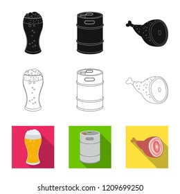 Isolated object of pub and bar logo. Collection of pub and interior stock symbol for web.