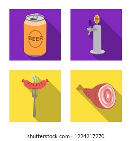 Isolated object of pub and bar logo. Collection of pub and interior vector icon for stock.