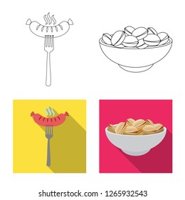 Isolated object of pub and bar logo. Collection of pub and interior stock vector illustration.