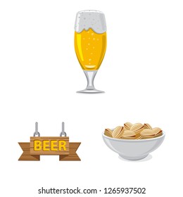 Isolated object of pub and bar logo. Set of pub and interior vector icon for stock.