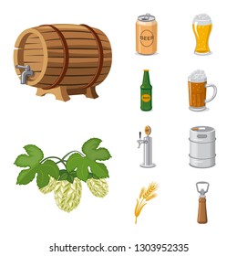 Isolated object of pub and bar logo. Set of pub and interior stock vector illustration.