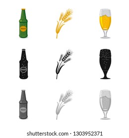Isolated object of pub and bar logo. Set of pub and interior stock symbol for web.