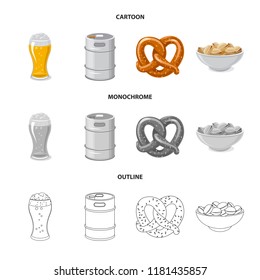 Isolated object of pub and bar sign. Set of pub and interior vector icon for stock.