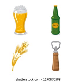 Isolated object of pub and bar sign. Collection of pub and interior stock vector illustration.