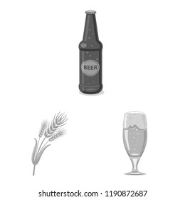 Isolated object of pub and bar sign. Collection of pub and interior stock vector illustration.