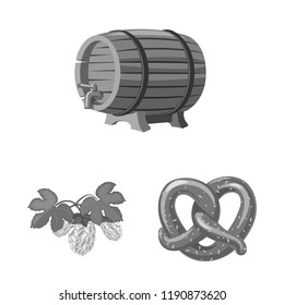 Isolated object of pub and bar sign. Set of pub and interior stock symbol for web.