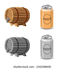 Isolated object of pub and bar sign. Set of pub and interior stock vector illustration.